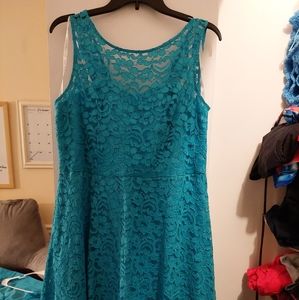 David's Bridal Malibu Blue Short Bridesmaid Dress
